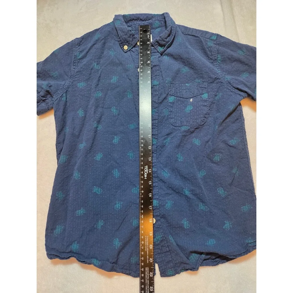 280 | GAP Kids Boys L 10 Navy Blue Pineapple Print Short Sleeve Button Down...